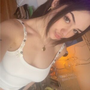 Hand made White Button Strap Tank Top size small